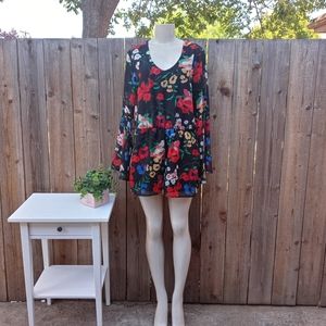 Free Press Floral Bell Sleeve Romper Size Medium